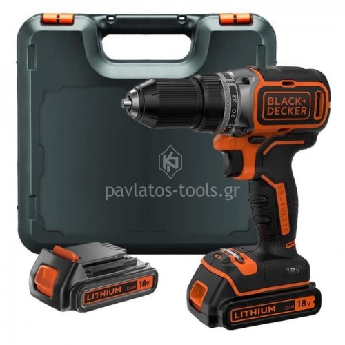 Δραπανοκατσάβιδο Brushless 18V (2x1.5Ah) Black&Decker BL186KB